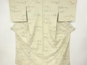 アンティーク　草花模様織出し手織り節紬着物